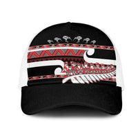 New Zealand Christmas Mesh Trucker Cap Funny Santa Claus Haka Dance with Tukutuku