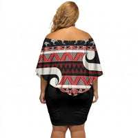 New Zealand Christmas Off Shoulder Short Dress Funny Santa Claus Haka Dance with Tukutuku LT03 - Polynesian Pride