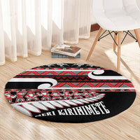 New Zealand Christmas Round Carpet Funny Santa Claus Haka Dance with Tukutuku LT03 - Polynesian Pride