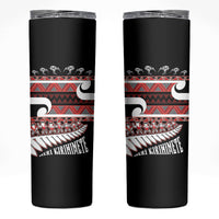 New Zealand Christmas Skinny Tumbler Funny Santa Claus Haka Dance with Tukutuku