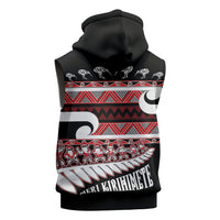 New Zealand Christmas Sleeveless Hoodie Funny Santa Claus Haka Dance with Tukutuku