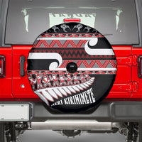 New Zealand Christmas Spare Tire Cover Funny Santa Claus Haka Dance with Tukutuku LT03 - Polynesian Pride