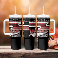 New Zealand Christmas Tumbler With Handle Funny Santa Claus Haka Dance with Tukutuku