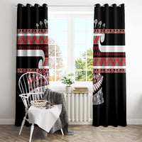 New Zealand Christmas Window Curtain Funny Santa Claus Haka Dance with Tukutuku LT03 - Polynesian Pride