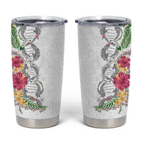 Hawaii DNA Kakau Tattoo Tumbler Cup with Plumeria and Hibiscus Tropical Plants White Color