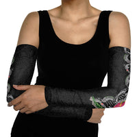 Hawaii DNA Kakau Tattoo Arm Sleeves with Plumeria and Hibiscus Tropical Plants Black Color LT03 - Polynesian Pride