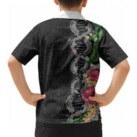 Hawaii DNA Kakau Tattoo Hawaiian Shirt with Plumeria and Hibiscus Tropical Plants Black Color LT03 - Polynesian Pride