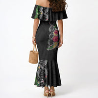 Hawaii DNA Kakau Tattoo Mermaid Dress with Plumeria and Hibiscus Tropical Plants Black Color LT03 - Polynesian Pride