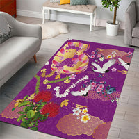 Hawaiian and Japanese Culture Together Area Rug Kakau Tribal Pattern and Irezumi Art Purple Color LT03 - Polynesian Pride