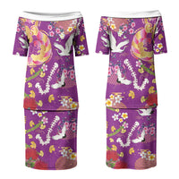 Hawaiian and Japanese Culture Together Family Matching Puletasi and Hawaiian Shirt Kakau Tribal Pattern and Irezumi Art Purple Color LT03 Mom's Dress Purple - Polynesian Pride