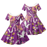 Hawaiian and Japanese Culture Together Family Matching Summer Maxi Dress and Hawaiian Shirt Kakau Tribal Pattern and Irezumi Art Purple Color LT03 Daughter's Dress Purple - Polynesian Pride