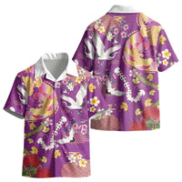 Hawaiian and Japanese Culture Together Kid Hawaiian Shirt Kakau Tribal Pattern and Irezumi Art Purple Color LT03 - Polynesian Pride