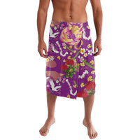 Hawaiian and Japanese Culture Together Lavalava Kakau Tribal Pattern and Irezumi Art Purple Color