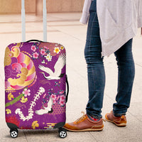 Hawaiian and Japanese Culture Together Luggage Cover Kakau Tribal Pattern and Irezumi Art Purple Color LT03 Purple - Polynesian Pride