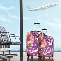 Hawaiian and Japanese Culture Together Luggage Cover Kakau Tribal Pattern and Irezumi Art Purple Color LT03 - Polynesian Pride