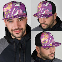 Hawaiian and Japanese Culture Together Mesh Trucker Cap Kakau Tribal Pattern and Irezumi Art Purple Color LT03 - Polynesian Pride