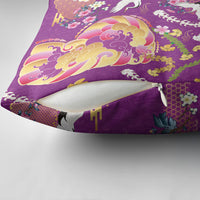 Hawaiian and Japanese Culture Together Pillow Cover Kakau Tribal Pattern and Irezumi Art Purple Color LT03 - Polynesian Pride