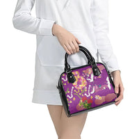 Hawaiian and Japanese Culture Together Shoulder Handbag Kakau Tribal Pattern and Irezumi Art Purple Color LT03 - Polynesian Pride