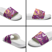 Hawaiian and Japanese Culture Together Slide Sandals Kakau Tribal Pattern and Irezumi Art Purple Color LT03 - Polynesian Pride