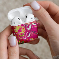 Hawaiian and Japanese Culture Together AirPods Case Kakau Tribal Pattern and Irezumi Art Pink Color