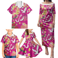 Hawaiian and Japanese Culture Together Family Matching Puletasi and Hawaiian Shirt Kakau Tribal Pattern and Irezumi Art Pink Color LT03 - Polynesian Pride