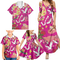 Hawaiian and Japanese Culture Together Family Matching Summer Maxi Dress and Hawaiian Shirt Kakau Tribal Pattern and Irezumi Art Pink Color LT03 - Polynesian Pride
