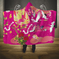 Hawaiian and Japanese Culture Together Hooded Blanket Kakau Tribal Pattern and Irezumi Art Pink Color LT03 - Polynesian Pride