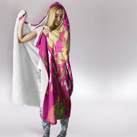 Hawaiian and Japanese Culture Together Hooded Blanket Kakau Tribal Pattern and Irezumi Art Pink Color LT03 - Polynesian Pride