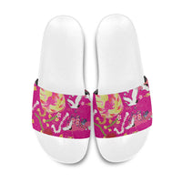 Hawaiian and Japanese Culture Together Slide Sandals Kakau Tribal Pattern and Irezumi Art Pink Color LT03 Pink - Polynesian Pride