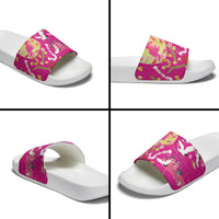 Hawaiian and Japanese Culture Together Slide Sandals Kakau Tribal Pattern and Irezumi Art Pink Color LT03 - Polynesian Pride