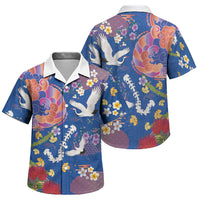 Hawaiian and Japanese Culture Together Family Matching Long Sleeve Bodycon Dress and Hawaiian Shirt Kakau Tribal Pattern and Irezumi Art Blue Color LT03 Son's Shirt Blue - Polynesian Pride