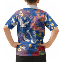 Hawaiian and Japanese Culture Together Hawaiian Shirt Kakau Tribal Pattern and Irezumi Art Blue Color LT03 - Polynesian Pride