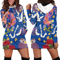 Hawaiian and Japanese Culture Together Hoodie Dress Kakau Tribal Pattern and Irezumi Art Blue Color LT03 - Polynesian Pride