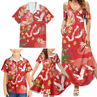 Hawaiian and Japanese Culture Together Family Matching Summer Maxi Dress and Hawaiian Shirt Kakau Tribal Pattern and Irezumi Art Red Color LT03 - Polynesian Pride