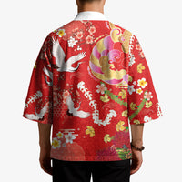 Hawaiian and Japanese Culture Together Kimono Kakau Tribal Pattern and Irezumi Art Red Color