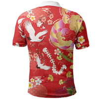 Hawaiian and Japanese Culture Together Polo Shirt Kakau Tribal Pattern and Irezumi Art Red Color LT03 - Polynesian Pride