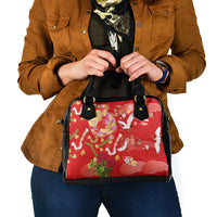 Hawaiian and Japanese Culture Together Shoulder Handbag Kakau Tribal Pattern and Irezumi Art Red Color LT03 - Polynesian Pride