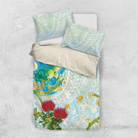Japanese and Hawaiian Culture Fusion Bedding Set Irezumi with Turtles and Lei Kakau Pattern Fresh Vibe LT03 US Twin 172cm x 218cm Multicolor - Polynesian Pride