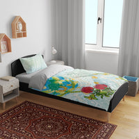 Japanese and Hawaiian Culture Fusion Bedding Set Irezumi with Turtles and Lei Kakau Pattern Fresh Vibe LT03 - Polynesian Pride