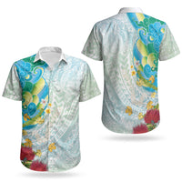 Japanese and Hawaiian Culture Fusion Couples Matching Summer Maxi Dress and Hawaiian Shirt Irezumi with Turtles and Lei Kakau Pattern Fresh Vibe LT03 - Polynesian Pride
