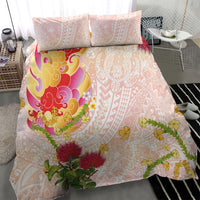 Japanese and Hawaiian Culture Fusion Bedding Set Irezumi with Turtles and Lei Kakau Pattern Sunset Vibe LT03 - Polynesian Pride