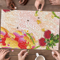 Japanese and Hawaiian Culture Fusion Puzzle Irezumi with Turtles and Lei Kakau Pattern Sunset Vibe LT03 - Polynesian Pride