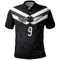 Aotearoa Rugby Custom Polo Shirt Maori Tribal Motifs Stripes-Sporty Style LT03 Black - Polynesian Pride