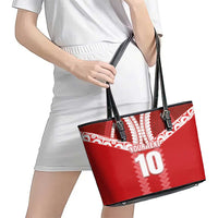 Custom Tahiti Football Polynesian Pattern Leather Tote Bag