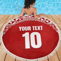 Custom Tonga Football Ngatu Tribal Tattoo Beach Blanket LT03 - Polynesian Pride