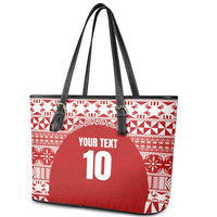 Custom Tonga Football Ngatu Tribal Tattoo Leather Tote Bag LT03 - Polynesian Pride