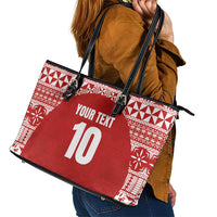 Custom Tonga Football Ngatu Tribal Tattoo Leather Tote Bag LT03 - Polynesian Pride