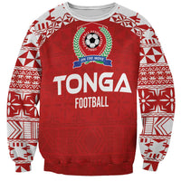 Custom Tonga Football Ngatu Tribal Tattoo Sweatshirt LT03 Unisex Red - Polynesian Pride