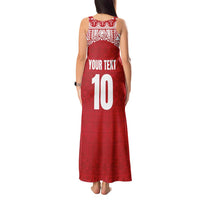 Custom Tonga Football Ngatu Tribal Tattoo Tank Maxi Dress LT03 - Polynesian Pride