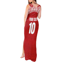 Custom Tonga Football Ngatu Tribal Tattoo Tank Maxi Dress LT03 - Polynesian Pride